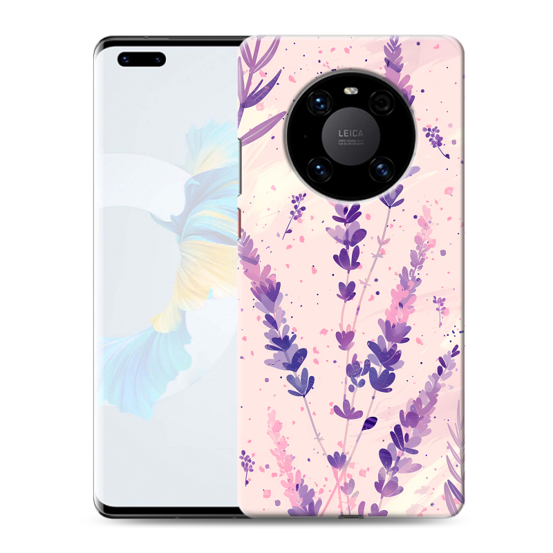 Силиконовый противоударный чехол на Huawei Mate 40 Pro с принтом цветы лаванда Силиконовый противоударный чехол на Huawei Mate 40 Pro с принтом цветы лаванда