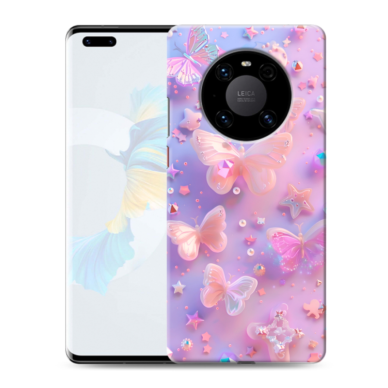 Пластиковый чехол на Huawei Mate 40 Pro с принтом Бабочки Пластиковый чехол на Huawei Mate 40 Pro с принтом Бабочки