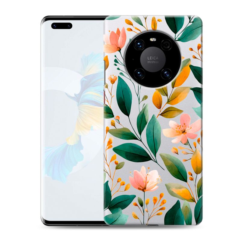 Силиконовый противоударный чехол на Huawei Mate 40 Pro с принтом Цветы паттерн Силиконовый противоударный чехол на Huawei Mate 40 Pro с принтом Цветы паттерн