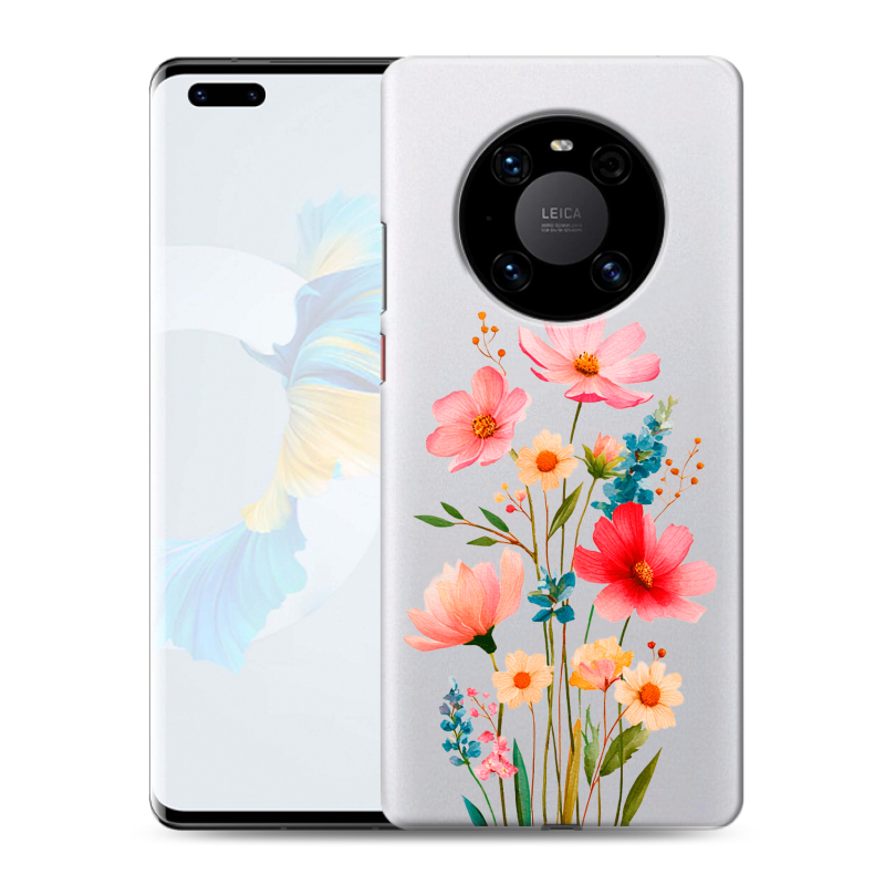 Силиконовый противоударный чехол на Huawei Mate 40 Pro с принтом Цветы Силиконовый противоударный чехол на Huawei Mate 40 Pro с принтом Цветы