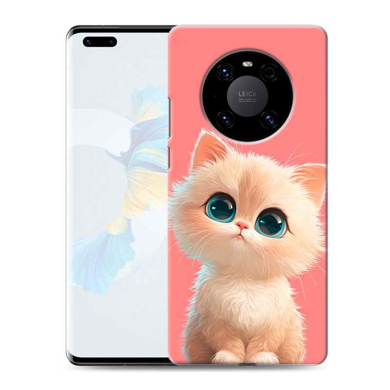Силиконовый чехол на Huawei Mate 40 Pro с принтом Розовый котенок Силиконовый чехол на Huawei Mate 40 Pro с принтом Розовый котенок