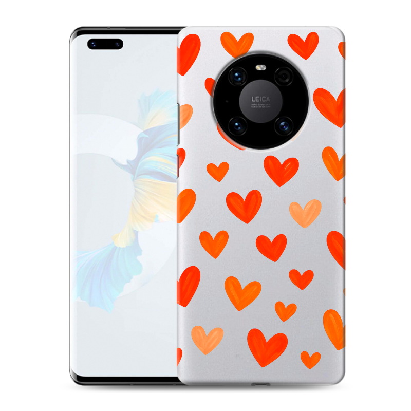 Силиконовый чехол на Huawei Mate 40 Pro с принтом Сердечки Силиконовый чехол на Huawei Mate 40 Pro с принтом Сердечки