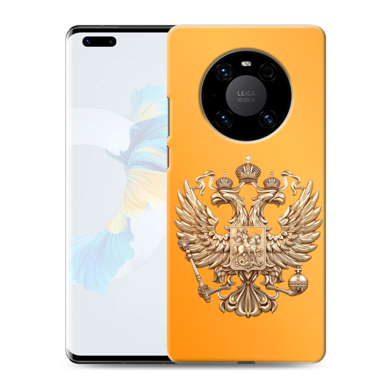 Силиконовый противоударный чехол на Huawei Mate 40 Pro с принтом Герб Флаг России Силиконовый противоударный чехол на Huawei Mate 40 Pro с принтом Герб Флаг России