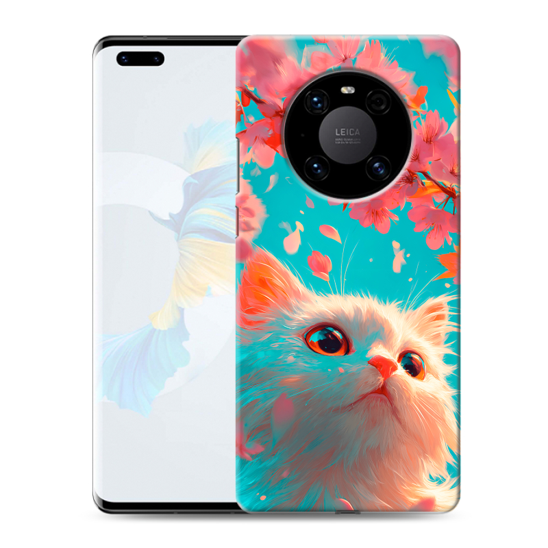 Силиконовый противоударный чехол на Huawei Mate 40 Pro с принтом Красивый кот Силиконовый противоударный чехол на Huawei Mate 40 Pro с принтом Красивый кот