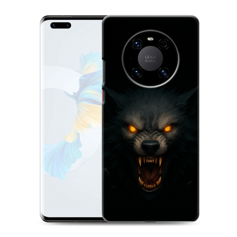 Силиконовый противоударный чехол на Huawei Mate 40 Pro с принтом Волк Силиконовый противоударный чехол на Huawei Mate 40 Pro с принтом Волк