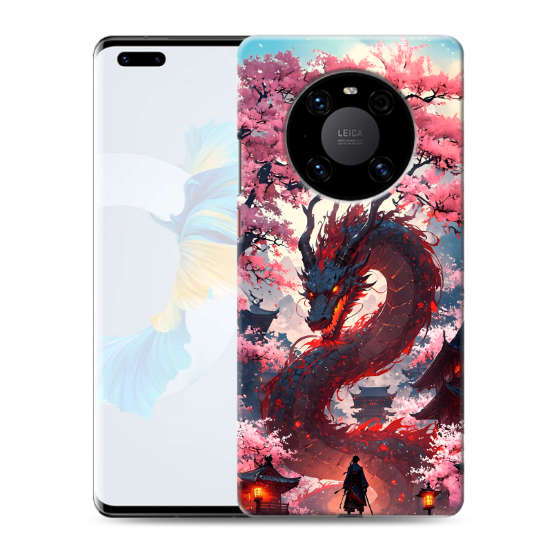 Силиконовый чехол на Huawei Mate 40 Pro с принтом Дракон Японский Силиконовый чехол на Huawei Mate 40 Pro с принтом Дракон Японский