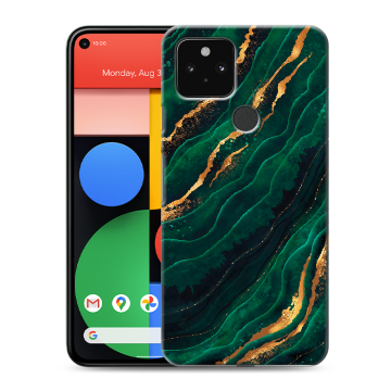 Силиконовый чехол на Google Pixel 5 с принтом Мрамор зеленое золото Силиконовый чехол на Google Pixel 5 с принтом Мрамор зеленое золото