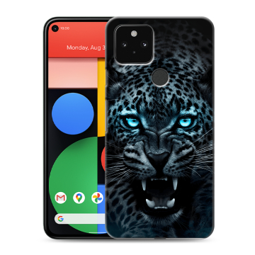Силиконовый чехол на Google Pixel 5 с принтом Темный леопард Силиконовый чехол на Google Pixel 5 с принтом Темный леопард