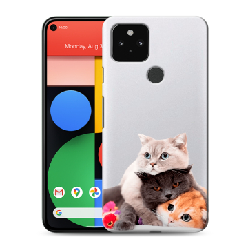 Силиконовый чехол на Google Pixel 5 с принтом Кошки Силиконовый чехол на Google Pixel 5 с принтом Кошки