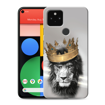 Силиконовый чехол на Google Pixel 5 с принтом Лев с короной Силиконовый чехол на Google Pixel 5 с принтом Лев с короной