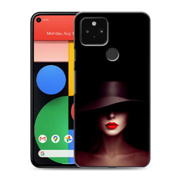 Силиконовый чехол на Google Pixel 5 с принтом Девушка в шляпе