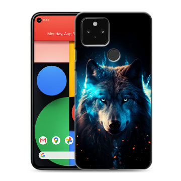Силиконовый чехол на Google Pixel 5 с принтом Волк ночной Силиконовый чехол на Google Pixel 5 с принтом Волк ночной
