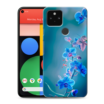 Силиконовый чехол на Google Pixel 5 с принтом Голубые цветы