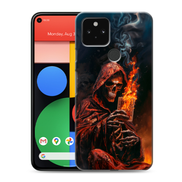 Силиконовый чехол на Google Pixel 5 с принтом Скелет и карты