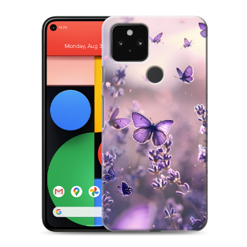 Силиконовый чехол на Google Pixel 5 с принтом бабочки и лаванда