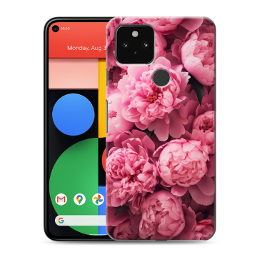 Силиконовый чехол на Google Pixel 5 с принтом цветы пионы
