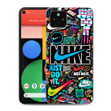 Силиконовый чехол на Google Pixel 5 с принтом найк nike черный Силиконовый чехол на Google Pixel 5 с принтом найк nike черный