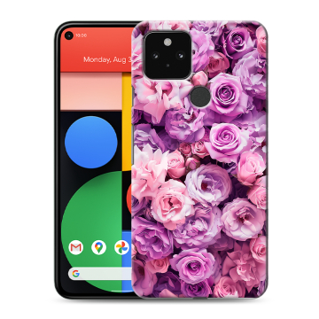 Силиконовый чехол на Google Pixel 5 с принтом лавандовые розы