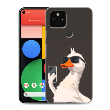 Силиконовый чехол на Google Pixel 5 с принтом утка в очках