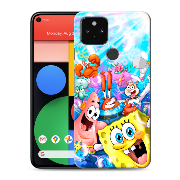 Силиконовый чехол на Google Pixel 5 с принтом спанчбоб спанч боб