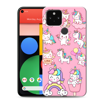 Силиконовый чехол на Google Pixel 5 с принтом Единороги и радуга Силиконовый чехол на Google Pixel 5 с принтом Единороги и радуга