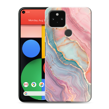 Силиконовый чехол на Google Pixel 5 с принтом розовый мрамор