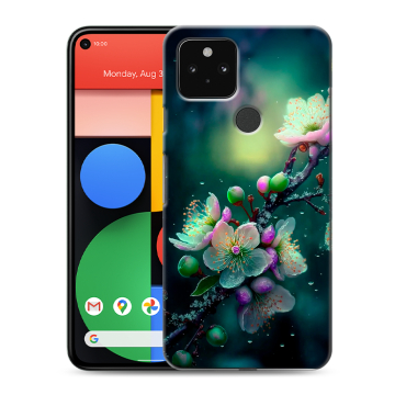 Силиконовый чехол на Google Pixel 5 с принтом Цветы и мрамор Силиконовый чехол на Google Pixel 5 с принтом Цветы и мрамор