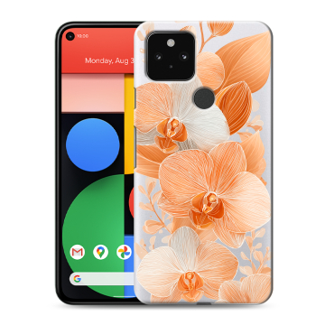 Силиконовый чехол на Google Pixel 5 с принтом Бежевые цветы