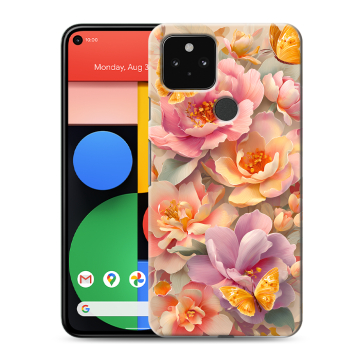 Силиконовый чехол на Google Pixel 5 с принтом Цветы и бабочки