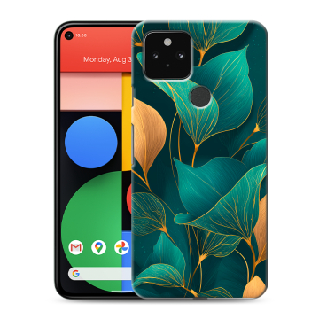 Силиконовый чехол на Google Pixel 5 с принтом Листья и золото