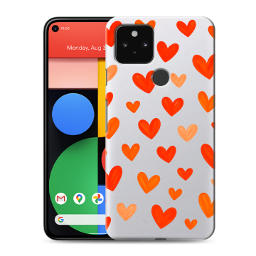 Силиконовый чехол на Google Pixel 5 с принтом Сердечки