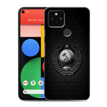 Силиконовый чехол на Google Pixel 5 с принтом Герб Флаг СССР Силиконовый чехол на Google Pixel 5 с принтом Герб Флаг СССР