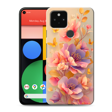 Силиконовый чехол на Google Pixel 5 с принтом Цветы и бабочки