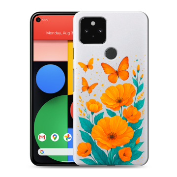 Силиконовый чехол на Google Pixel 5 с принтом цветы бабочки