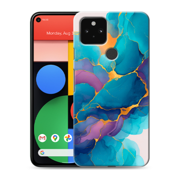 Силиконовый чехол на Google Pixel 5 с принтом Мрамор блестки