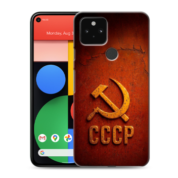 Силиконовый чехол на Google Pixel 5 с принтом Флаг Герб СССР