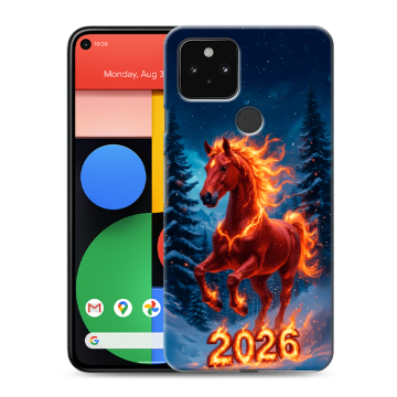 Силиконовый чехол на Google Pixel 5 с принтом Новый год коня
