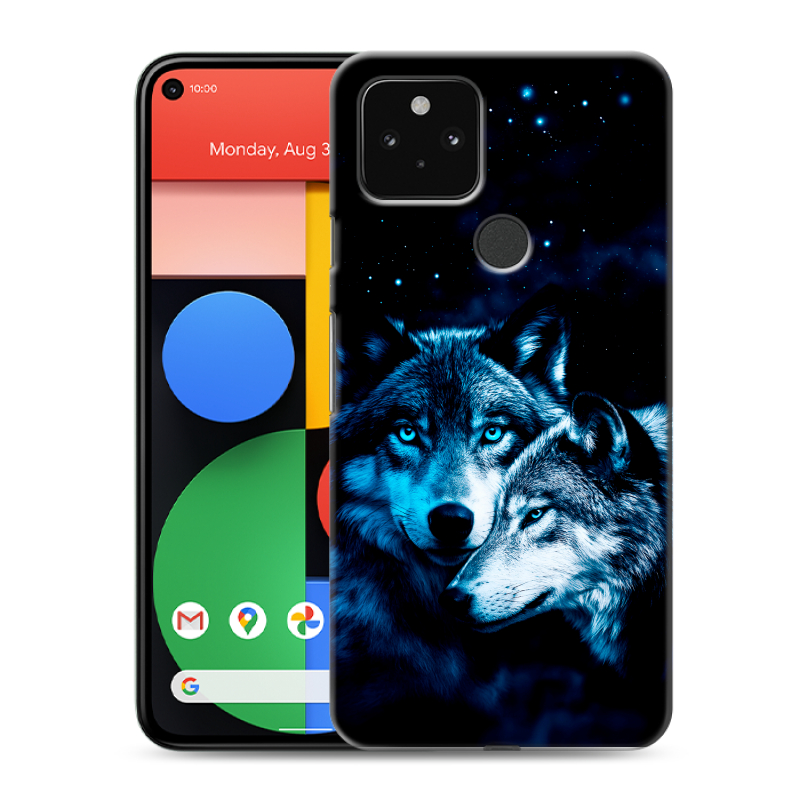 Силиконовый чехол на Google Pixel 5 с принтом Волки Силиконовый чехол на Google Pixel 5 с принтом Волки