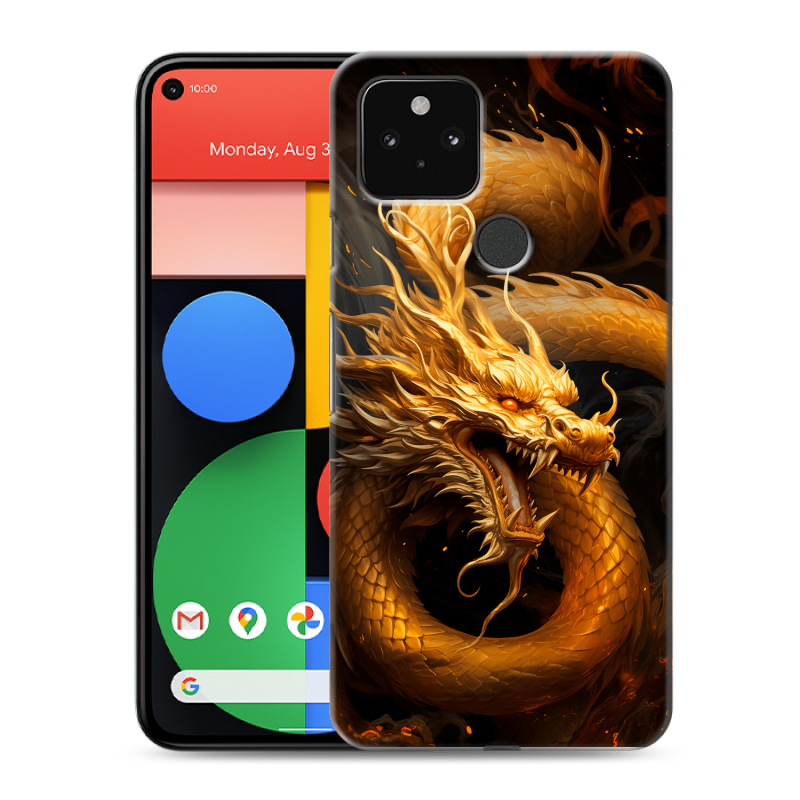 Силиконовый чехол на Google Pixel 5 с принтом Золотой дракон Силиконовый чехол на Google Pixel 5 с принтом Золотой дракон