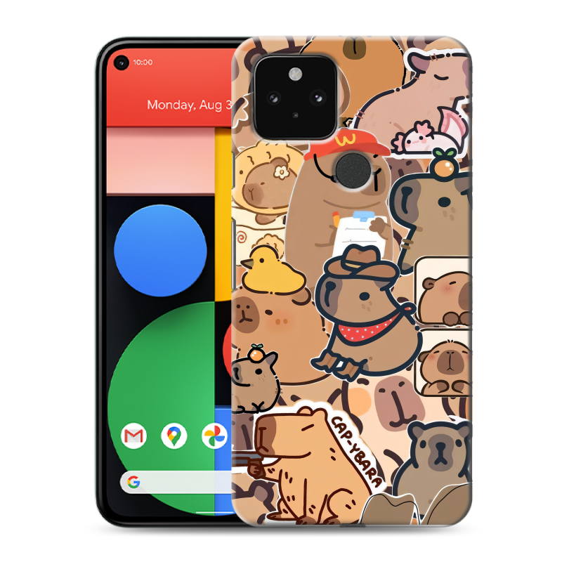 Силиконовый чехол на Google Pixel 5 с принтом капибара Силиконовый чехол на Google Pixel 5 с принтом капибара