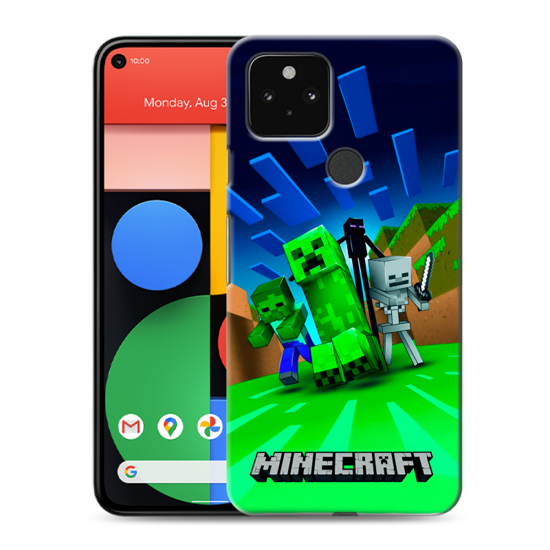 Силиконовый чехол на Google Pixel 5 с принтом Майнкрафт Силиконовый чехол на Google Pixel 5 с принтом Майнкрафт