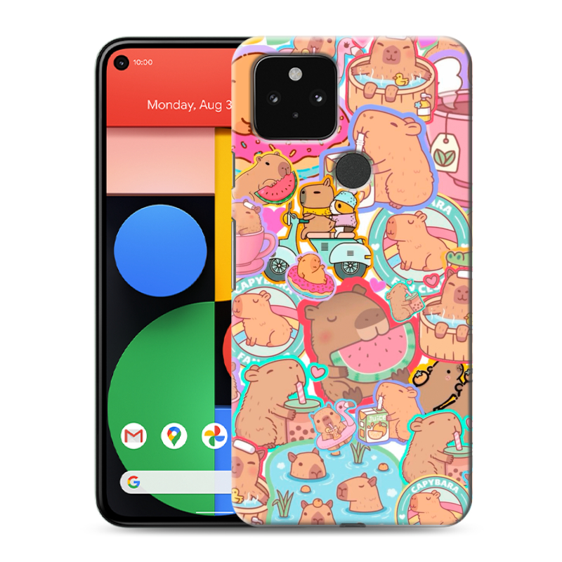 Силиконовый чехол на Google Pixel 5 с принтом капибары Силиконовый чехол на Google Pixel 5 с принтом капибары