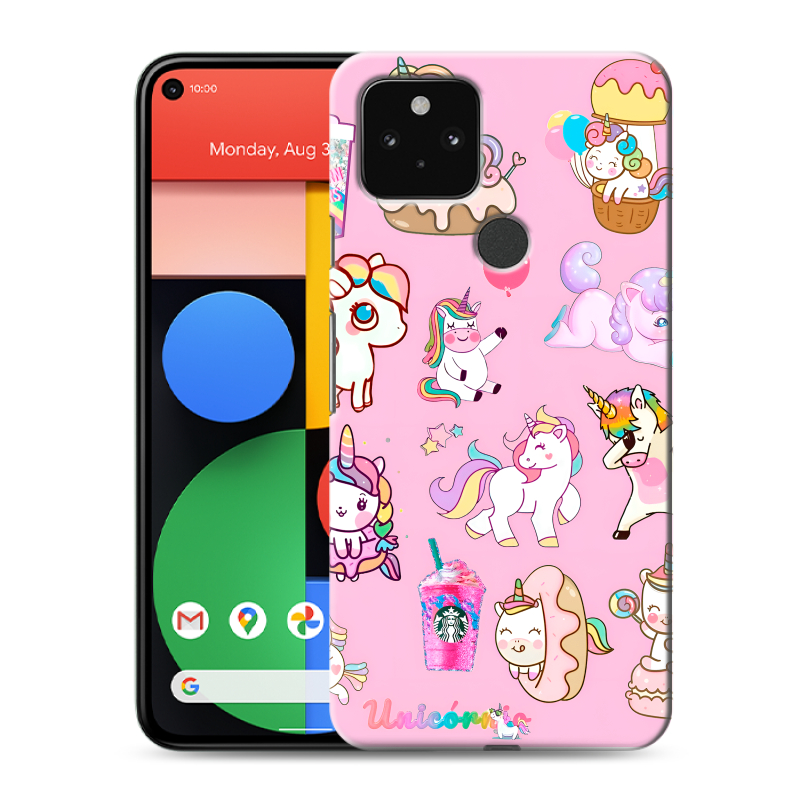 Силиконовый чехол на Google Pixel 5 с принтом розовые единороги Силиконовый чехол на Google Pixel 5 с принтом розовые единороги