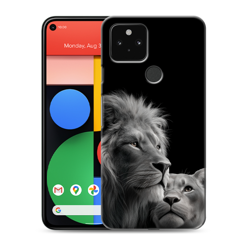 Пластиковый чехол на Google Pixel 5 с принтом Лев кошки Пластиковый чехол на Google Pixel 5 с принтом Лев кошки