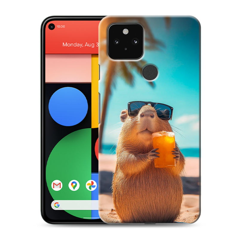 Пластиковый чехол на Google Pixel 5 с принтом Капибара Пластиковый чехол на Google Pixel 5 с принтом Капибара