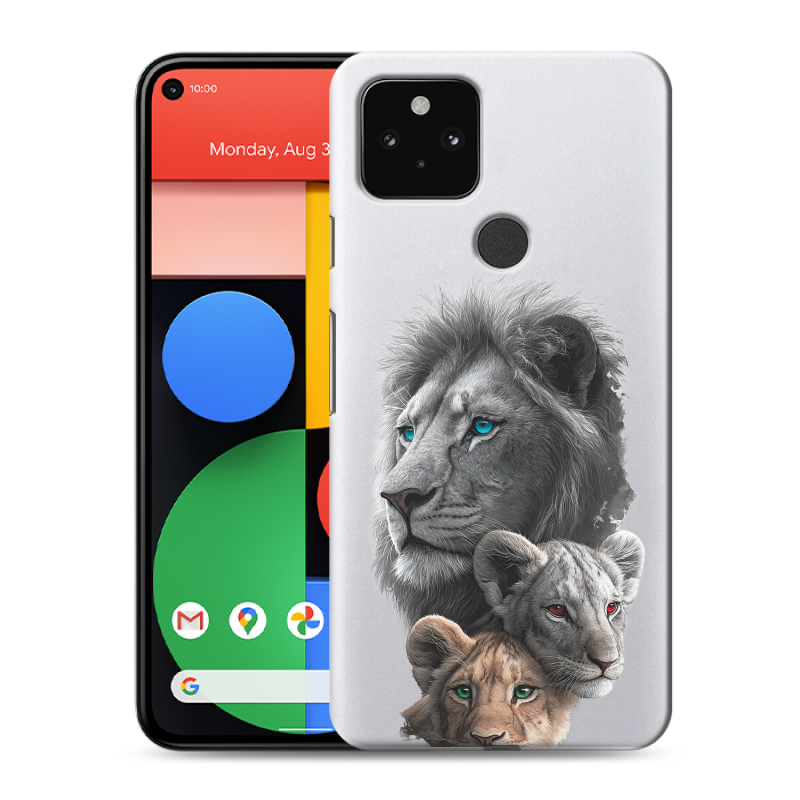 Силиконовый чехол на Google Pixel 5 с принтом Львы Силиконовый чехол на Google Pixel 5 с принтом Львы