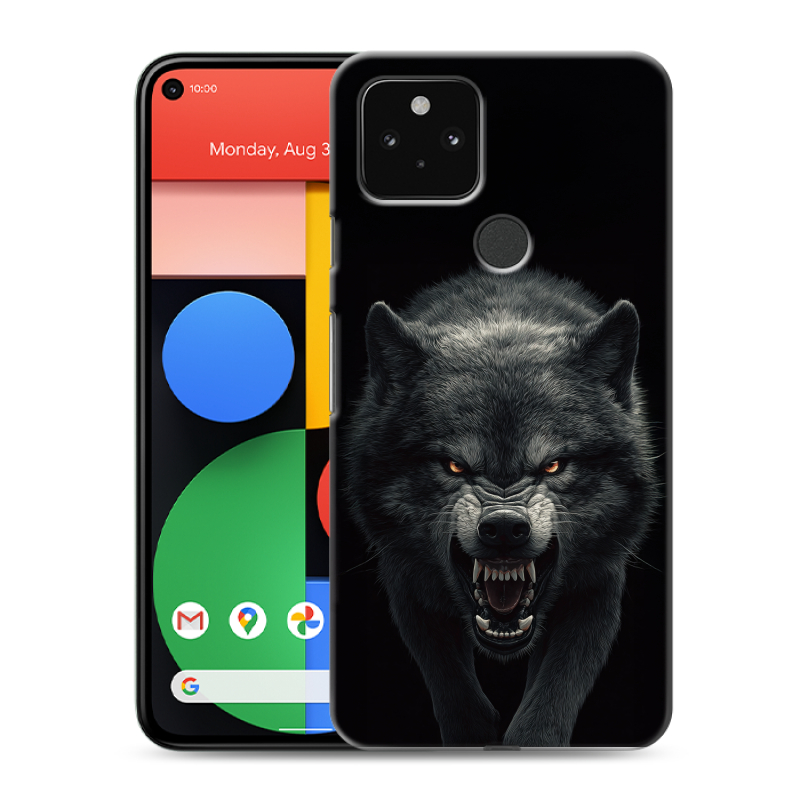 Силиконовый чехол на Google Pixel 5 с принтом Волк Силиконовый чехол на Google Pixel 5 с принтом Волк