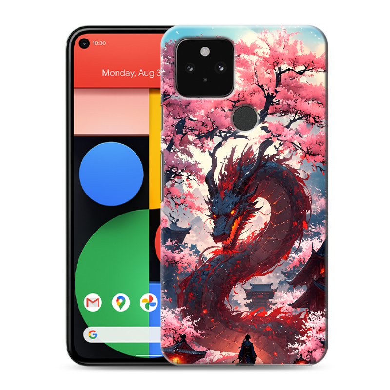 Силиконовый чехол на Google Pixel 5 с принтом Дракон Японский Силиконовый чехол на Google Pixel 5 с принтом Дракон Японский