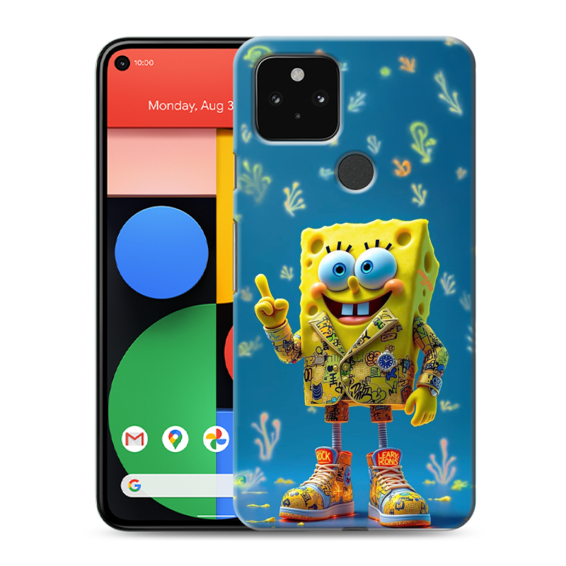 Силиконовый чехол на Google Pixel 5 с принтом Спанч боб Спанчбоб Силиконовый чехол на Google Pixel 5 с принтом Спанч боб Спанчбоб