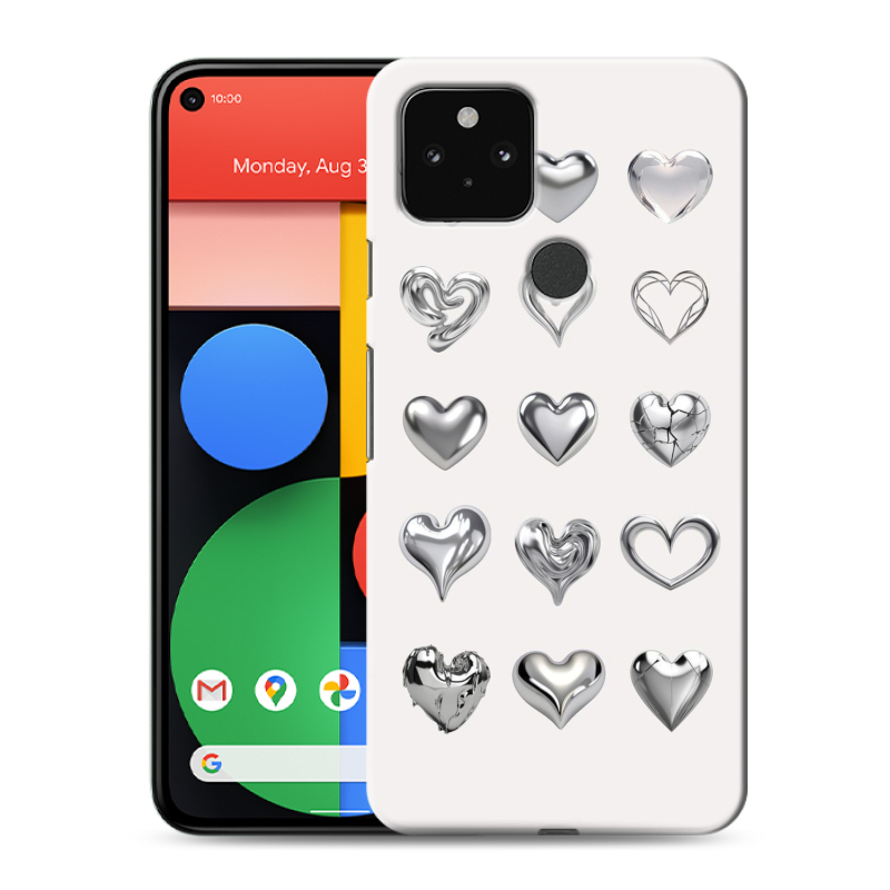 Силиконовый чехол на Google Pixel 5 с принтом Y2K сердечки Силиконовый чехол на Google Pixel 5 с принтом Y2K сердечки